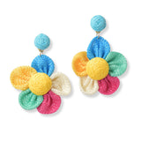 100732, RAFFIA FLOWER DANGLE EARRING