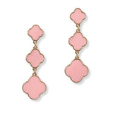 100735, ENAMEL TRIPLE CLOVER DROP DANGLE EARRING