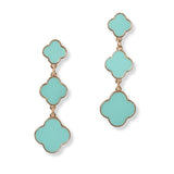 100735, ENAMEL TRIPLE CLOVER DROP DANGLE EARRING