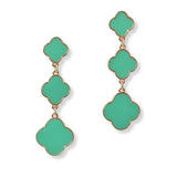100735, ENAMEL TRIPLE CLOVER DROP DANGLE EARRING