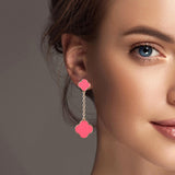 100736, ENAMEL CLOVER DROP DANGLE EARRING