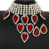 100743, TEARDROP RHINESTONE ACCENT CHOKER NECKLACE