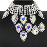 100743, TEARDROP RHINESTONE ACCENT CHOKER NECKLACE