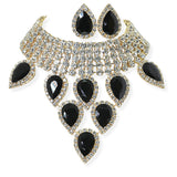 100743, TEARDROP RHINESTONE ACCENT CHOKER NECKLACE