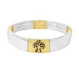 100745, TREE OF LIFE ACCENT METAL STRETCH BRACELET
