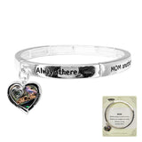 100748, "MOM" ABALONE CHARM ENGRAVED STRETCH BRACELET