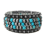 100755, WESTERN MULTI LAYERED NAVAJO BEADED STRETCH BRACELET