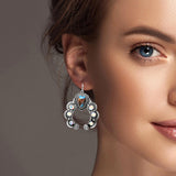 100769, WESTERN SQUASH BLOSSOM TURQUOISE STONE EARRING