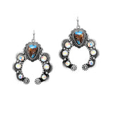100769, WESTERN SQUASH BLOSSOM TURQUOISE STONE EARRING