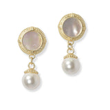 100793, MOTHER OF PEARL ROUND DESIGNER INSPIRED EARRING