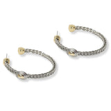 100796, 14K GOLD PLATED, OVAL ACCENT DESIGNER INSPIRED CABLE HOOP EARRING