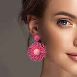 100805, RAFFIA FLOWER DANGLE EARRING