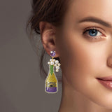 100809, MARDI GRAS CHAMPAGNE DANGLE EARRING