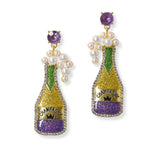 100809, MARDI GRAS CHAMPAGNE DANGLE EARRING