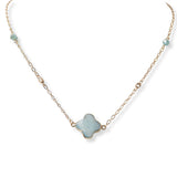100810, CLOVER SEMI PRECIOUS STONE NECKLACE