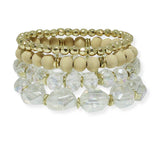 100817, MULTI LAYERED MIX BEADED STRETCH BRACELET