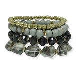 100817, MULTI LAYERED MIX BEADED STRETCH BRACELET