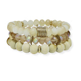 100818, MULTI LAYERED MIX BEADED STRETCH BRACELET