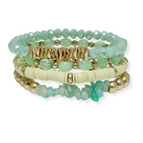 100822, MULTI LAYERED RESIN MIX BEADED STRETCH BRACELET