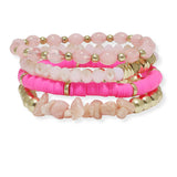 100822, MULTI LAYERED RESIN MIX BEADED STRETCH BRACELET