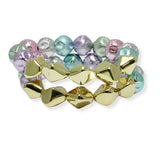 100825, GEOMETRIC GLOW BEADED MULTI LAYERED STRETCH BRACELET