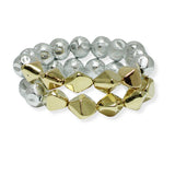 100825, GEOMETRIC GLOW BEADED MULTI LAYERED STRETCH BRACELET