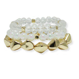 100826, GEOMETRIC MULTI LAYERED BEADED STRETCH BRACELET