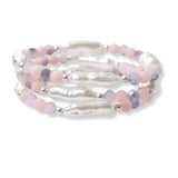 100833, FRESHWATER PEARL MULTI LAYERED BEADED STRETCH BRACELET