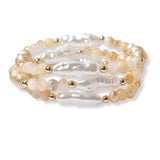 100833, FRESHWATER PEARL MULTI LAYERED BEADED STRETCH BRACELET