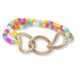 100835, CHAIN ACCENT DAINTY BEADED STRETCH BRACELET