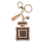 100839, PERFUME BOTTLE CRYSTAL EMBELLISHED KEYCHAIN