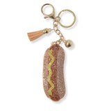 100841, HOT DOG CRYSTAL EMBELLISHED KEYCHAIN
