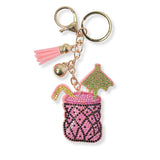 100846, PINEAPPLE COCKTAIL CRYSTAL EMBELLISHED KEYCHAIN