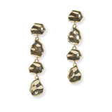 100854, GOLD DIPPED, GEOMETRIC HAMMERED METAL BRASS DANGLE EARRING