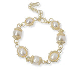 100857, 14K GOLD PLATED, DESIGNER INSPIRED PEARL BRACELET