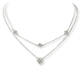 100865, DAINTY CLOVER RHINESTONE DOUBLE LAYERED NECKLACE