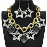100869, STAR & ACRYLIC CHUNKY CHARM NECKLACE
