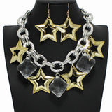 100869, STAR & ACRYLIC CHUNKY CHARM NECKLACE