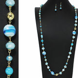 100875, SEMI PRECIOUS STONE BEADED LONG NECKLACE