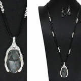100876, TEARDROP ACRYLIC LONG PENDANT NECKLACE