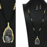 100876, TEARDROP ACRYLIC LONG PENDANT NECKLACE