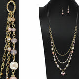 100877, RESIN MIX BEADED LAYERED LONG NECKLACE
