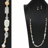 100880, FRESHWATER PEARL ACCENT RESIN MIX BEADED LONG NECKLACE*ADJUSTABLE
