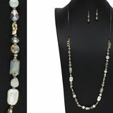 100880, FRESHWATER PEARL ACCENT RESIN MIX BEADED LONG NECKLACE*ADJUSTABLE
