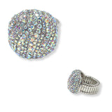 100881, WAVE STRIPE ACCENT CRYSTAL RHINESTONE STRETCH RING