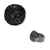 100881, WAVE STRIPE ACCENT CRYSTAL RHINESTONE STRETCH RING