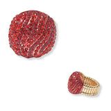 100881, WAVE STRIPE ACCENT CRYSTAL RHINESTONE STRETCH RING