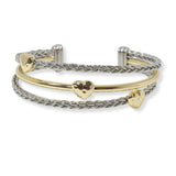 100888, HAMMERED HEART ACCENT DESIGNER INSPIRED CUFF BRACELET
