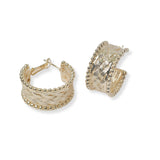 100892, 14K GOLD PLATED, DESIGNER INSPIRED HOOP EARRING