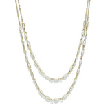 100896, DAINTY RECTANGLE ACCENT DOUBLE LAYERED NECKLACE